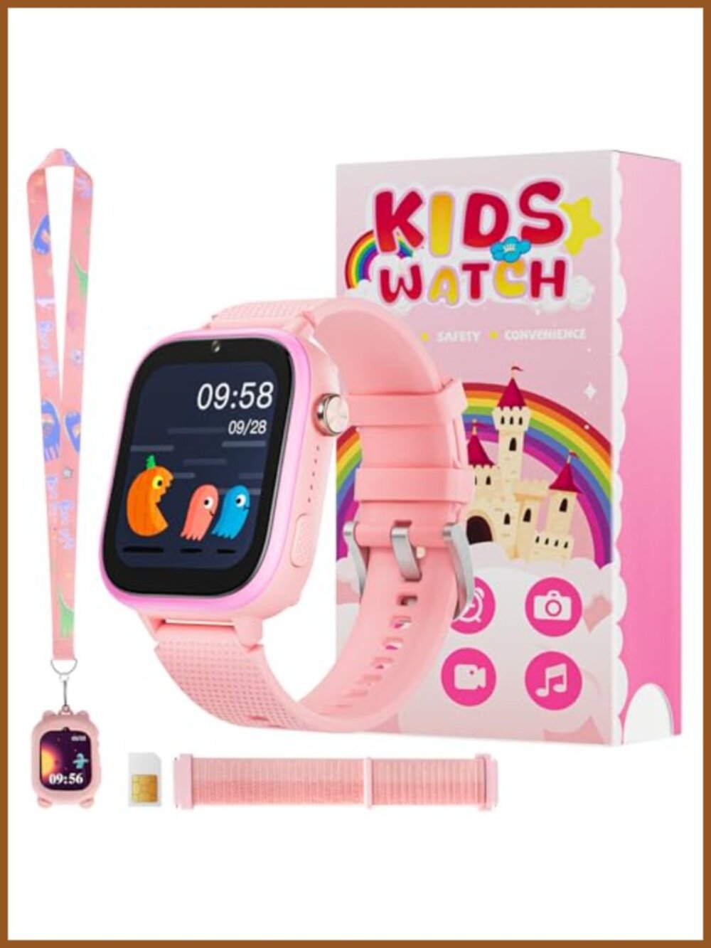 OKYUK Kids Smart Watch 4G Two-Way Calling SOS Games HD Touch Screen Kids Gift